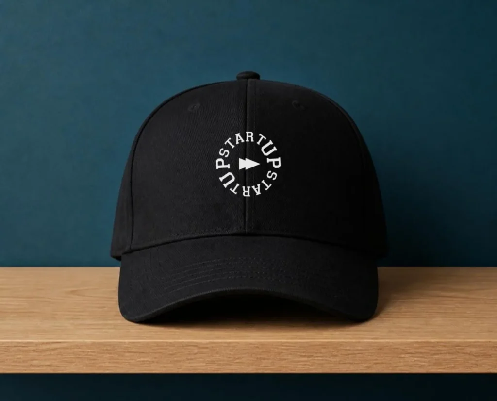 Cappellino nero con logo START UP® ricamato bianco